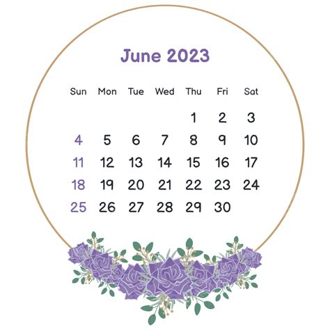 Calendar June 2023 Vector Art Png 2023 June Calendar With Circle
