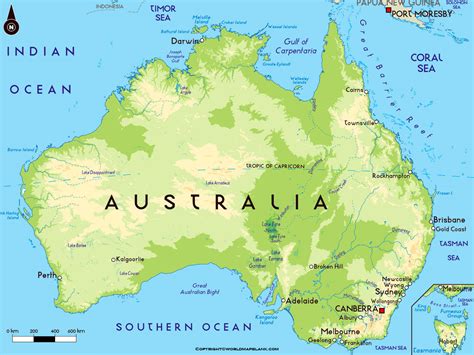 Printable Australia Physical Map Map Of Australia Physical