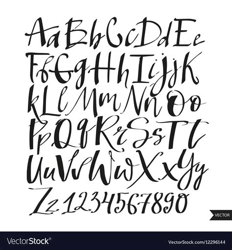 Alphabet Lettersblack Handwritten Font Drawn With Vector Image