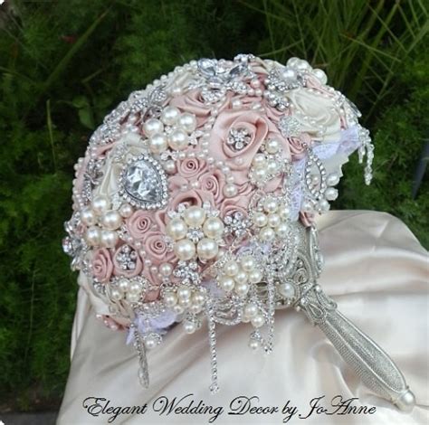 Vintage Pink Bridal Brooch Bouquet Antique Pink And Silver