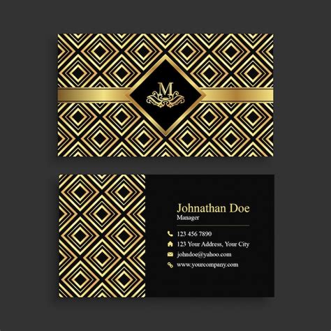 Premium Vector Elegant Golden Geometric Business Card Template