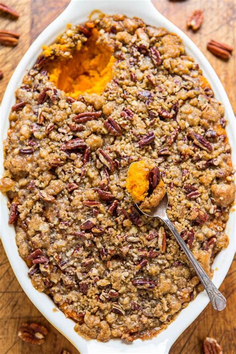 Sweet Potato Casserole With Butter Pecan Crumble Topping Averie Cooks