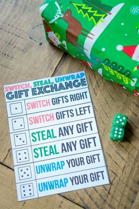 Gift ideas for christmas party exchange. https://www.playpartyplan.com/dice-gift-exchange-game ...