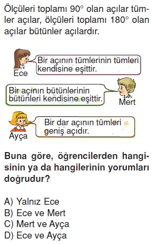 Açılar Konu Testi 1 | Bilgicik.Com
