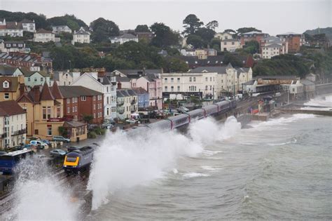 The Exeter To Plymouth Line Hugs The Coast At Dawlish Devon England