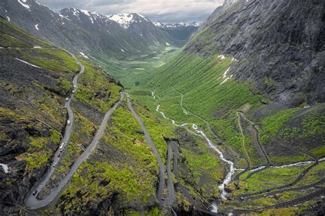 Norway More Og Romsdal Scenic View Of Trollstigen Pass Stock Photo