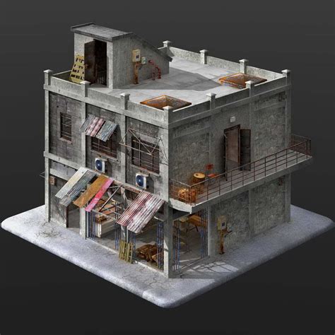 3d Model Game Ready Building Collection Obj Fbx 3ds Dae Lwo Lxo Max