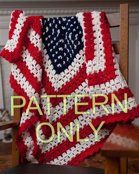 PATTERN For American Patriotic Flag Baby Blanket Or Throw Afghan