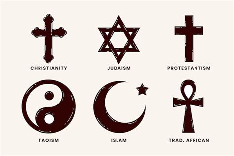 Collection De Symboles Religieux Design Plat Dessinés à La Main