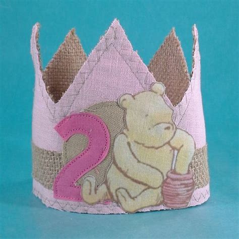 Shabby Chic Classic Pooh Bear Birthday Crown Second Birthday Etsy Bear Birthday Birthday