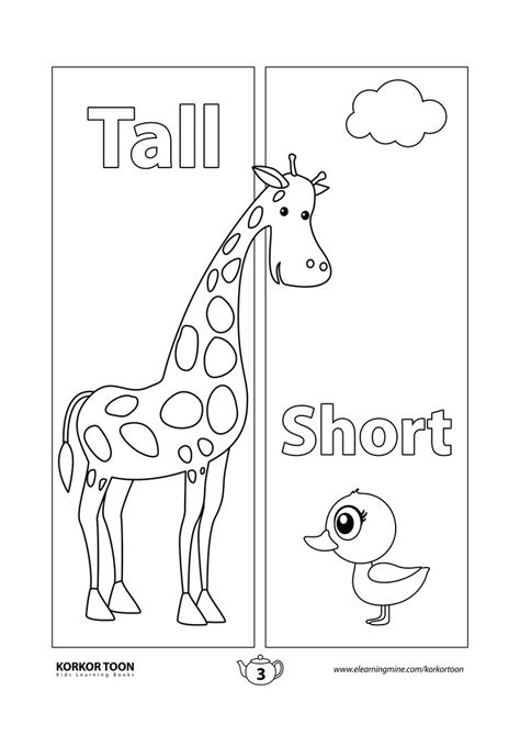 Opposites Coloring Book Tall And Short Page In 2021 Learning