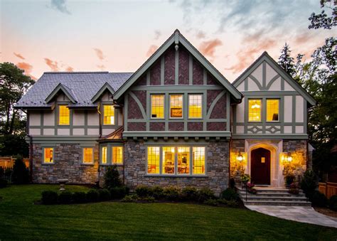 Massive chimneys are common to the tudor style. Tudor Style Home - Summit, NJ | Stonewater Architecture ...