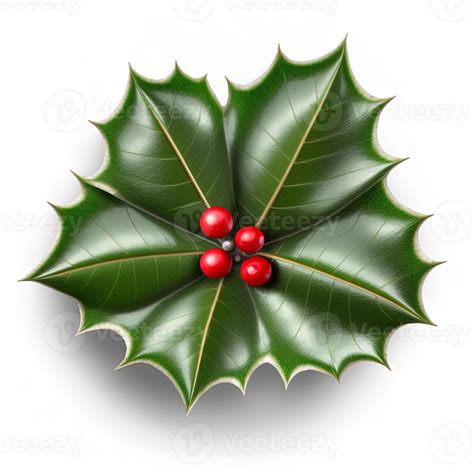 3d Christmas Holly Leaf On Isolated White Background Holiday Celebration December Merry