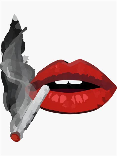 Smoking Red Lips Sticker For Sale By Boodrow Redbubble