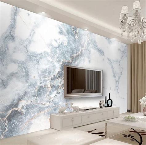 3d Blue And White Marble Wallpaper Bedroom Livingroom Home Etsy