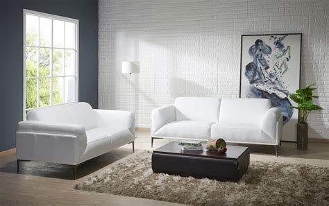 Manhattan Contemporary White Leather Sofa Set Sacramento California Jandm