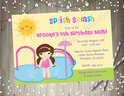 splash pad party invitation invite splash park water park etsy splash pad birthday party