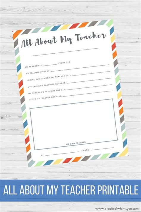 All About My Teacher Printable End Of Year Teacher Interview Etsy