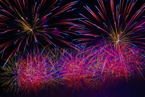 Colorful Fireworks In Night Sky Stock Photo Image Of Pyrotechnics