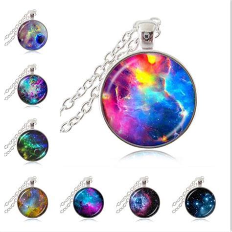 Rainbow Nebula Necklace Colorful Galaxy Pendant Space Jewelry Universe