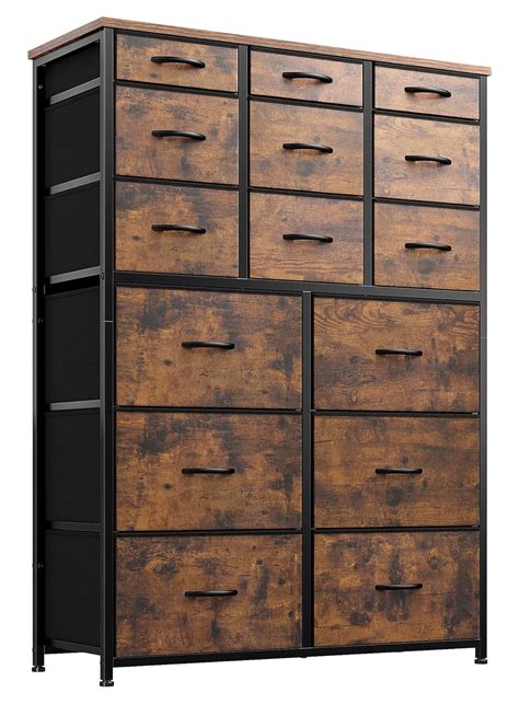Drevy 15 Drawers Dresser For Bedroom Tall Dressers For Bedroom With