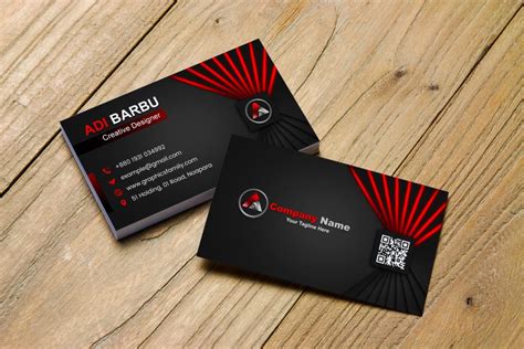 Professional Business Card Design With Black And Red Colors