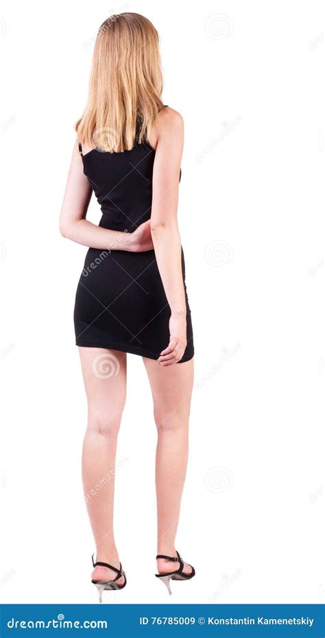 Back View Of Standing Beautiful Blonde Business Woman Stock Image
