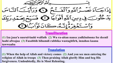 Surah An Nasr سورة الـنصر With Arabic Text English Translation And