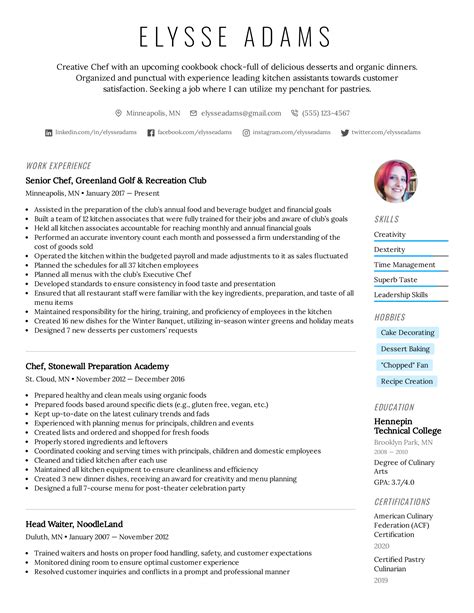 Chef Resume Example And Writing Tips For 2022