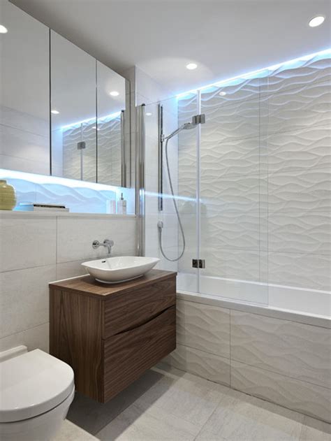 I share all of our master bathroom details from the tile to the vanity, hardware, light fixtures, & more. Wave Tile | Houzz