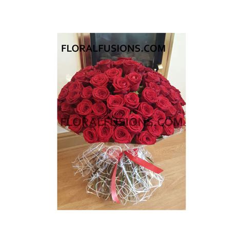 50 Red Roses Bouquet Floral Fusions Leicester Based Florist For