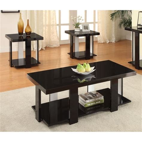 Or go for a more traditional feeling. Pemberly Row 3 Piece Coffee Table Set in Black - Walmart ...