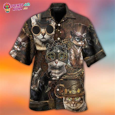 Cat Steampunk Hawaiian Shirt Trendy Aloha Trendy Aloha