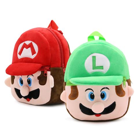 Anime Super Mario Luigi Kids Schoolbags Cute Cartoon Plush Backpacks L
