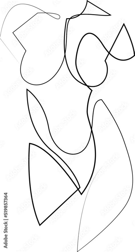 Woman Body One Line Drawing Female Figure Contemporary Abstract Line