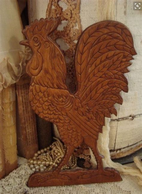 Wooden Carved Rooster Rooster Carving Rooster Decor