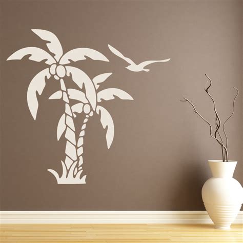 Incorporating palm trees into your interior decor gives your home a tropical, exotic atmosphere. Palm Tree Wall Sticker Tropical Birds Wall Decal Bathroom ...