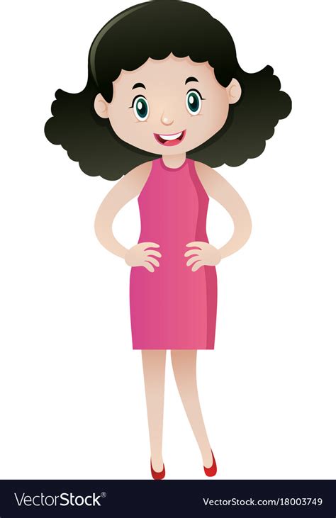 Woman In Pink Dress Standing Royalty Free Vector Image