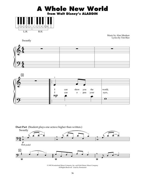 A Whole New World From Aladdin Sheet Music Alan Menken And Tim Rice