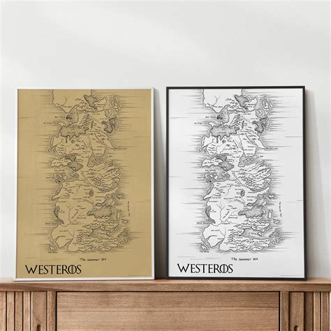 Map From Game Of Thrones Westeros Essos Etsy Canada