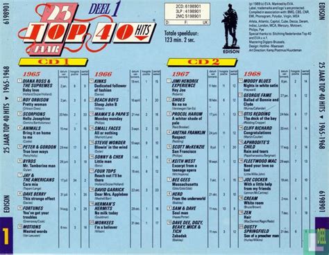 25 Jaar Top 40 Hits Deel 1 1965 1968 Cd 6198901 1989 Diverse