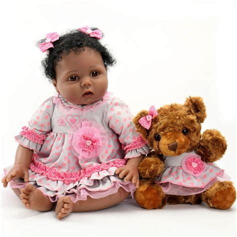 Aori Lifelike Reborn Baby Dolls African American Realistic Doll 22 Inch