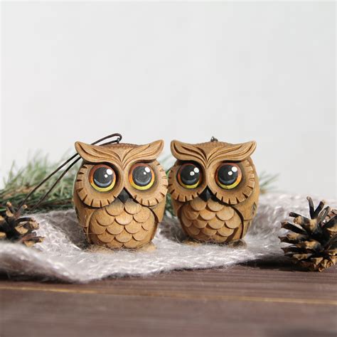 Carved Owl Ornament Owl Lover T Christmas Ornaments Wood Etsy