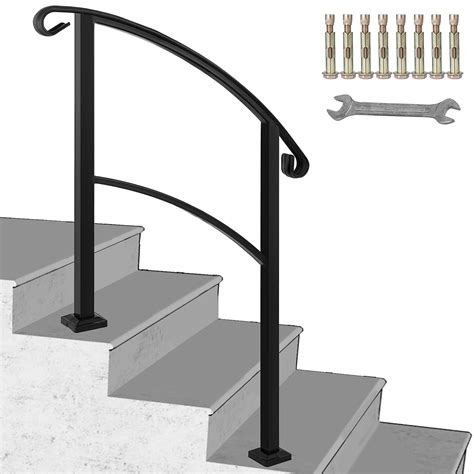 Vevor 3 Step Transitional Handrail Fits 1 Or 3 Steps Matte Black Stair