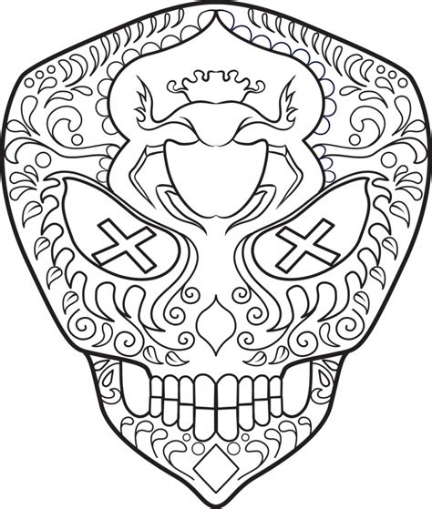 View and print full size. Free Printable Day of the Dead Coloring Pages