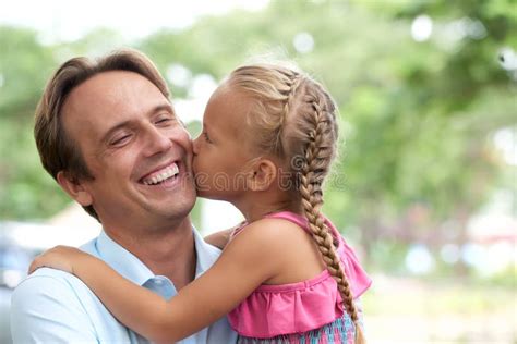 Daughter Kissing Father Stock Image Image Of Fatherhood 134265979