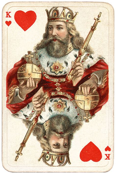 Challenged three other players and become the king of hearts! King of hearts vintage playing card Salonkarte Büttner - Playing Cards Top 1000
