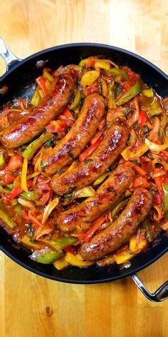 This recipe is also perfect for whipping up on any busy weekday morning! Sausage, Peppers, and Onions ~ Italian sausages cooked with bell peppers, sweet onions, crushed ...