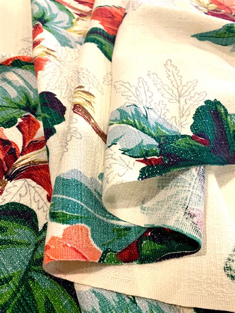 Stunning Tropical Floral Barkcloth// 40s Hollywood Glam// Cotton ...