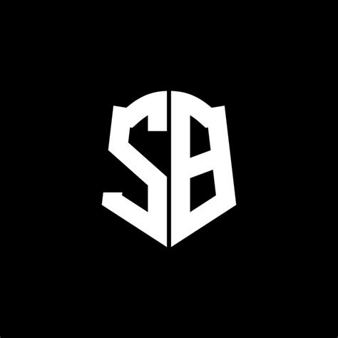 Sb Monogram Letter Logo Ribbon With Shield Style Isolated On Black
